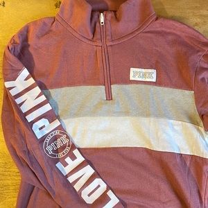 Quarter Zip PINK Sweatshirt (XS)
